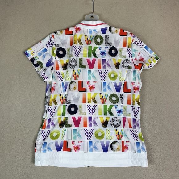 Volvik Jacket Womens 90 White Graphic Print Full Zip Golf Short Sleeve Vented - Picture 11 of 12
